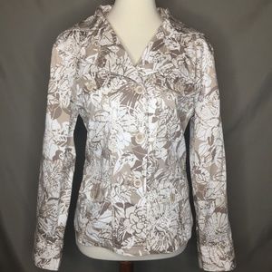 Chico's Sz 2 = L Blazer Jacket Safari Vibe Pockets